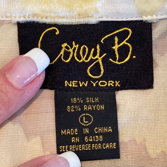 🌻🌼🌻VINTAGE COREY B SILK & RAYON VELVET LEAF SHIRT ‼️ - Picture 12 of 13